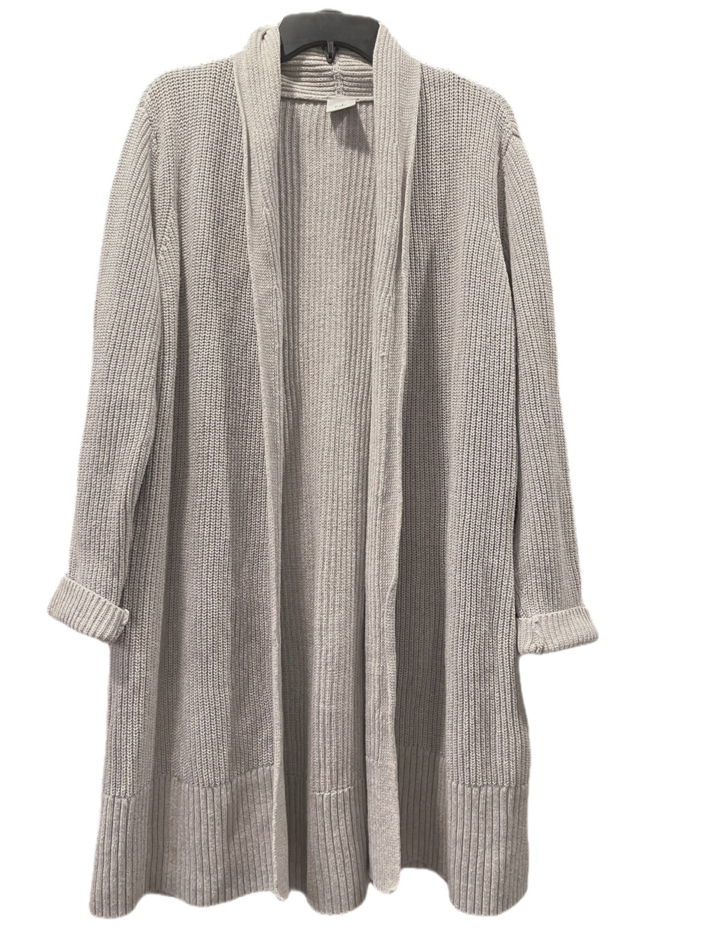CAbi Soft Ribbed Knit Chunky Cardigan Heather Gray Sweater Size Large